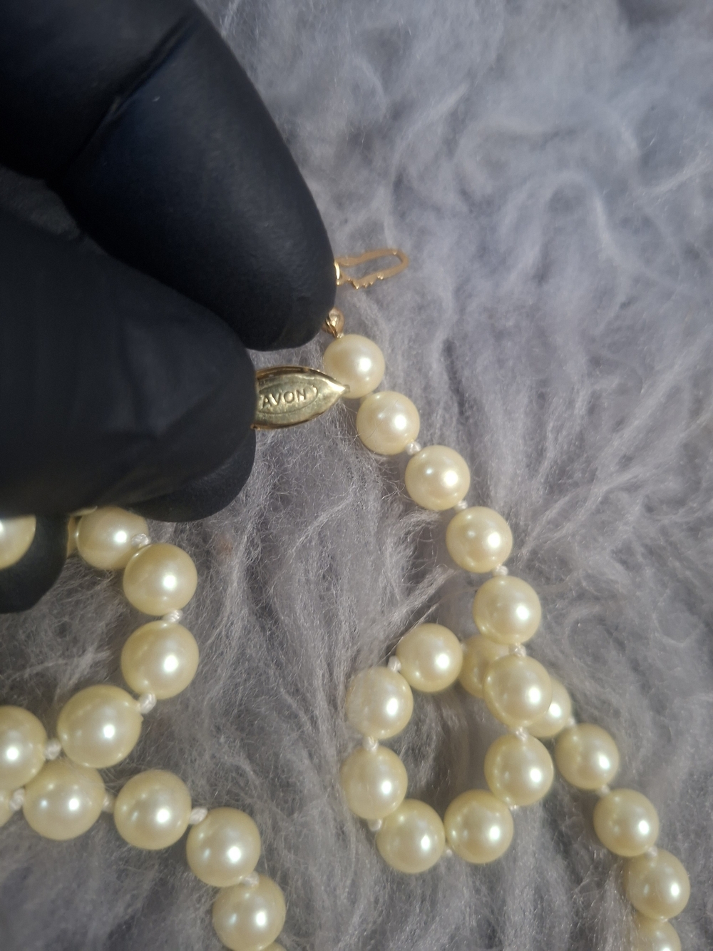 Avon Classic Ivory Pearl Necklace - Gold Tone Clasp